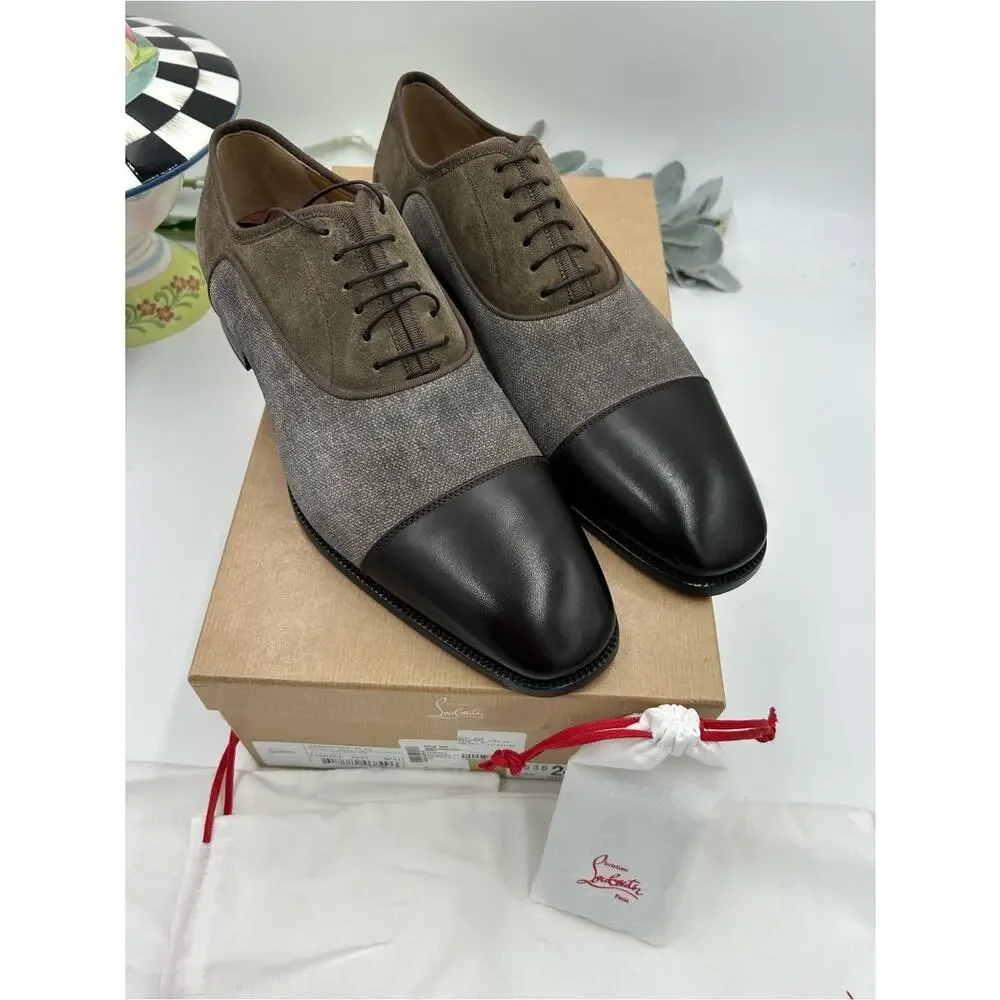 Men's Christian Louboutin Gregory velvet Twill and Leather Oxford's size 43